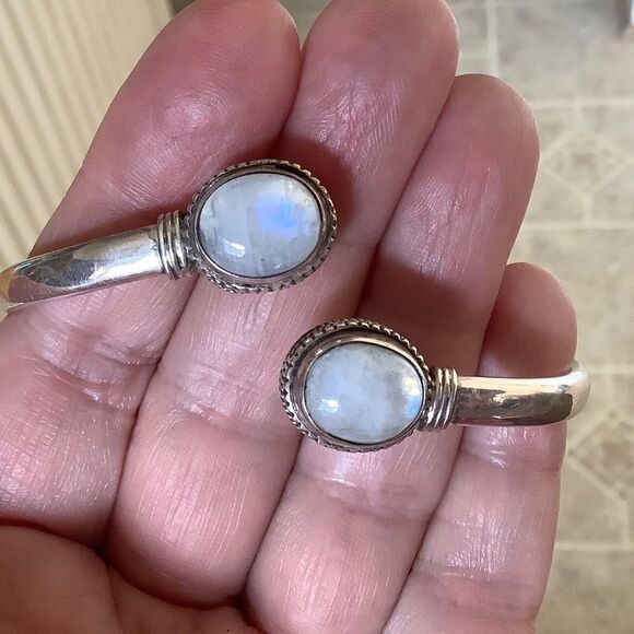 Sterling SILVER 925 MOON STONE BANGLE WOMAN BRACELET​​ - Picture 8 of 9